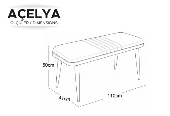 Açelya Sırtsız Bench - (Siyah / Duman Gri)