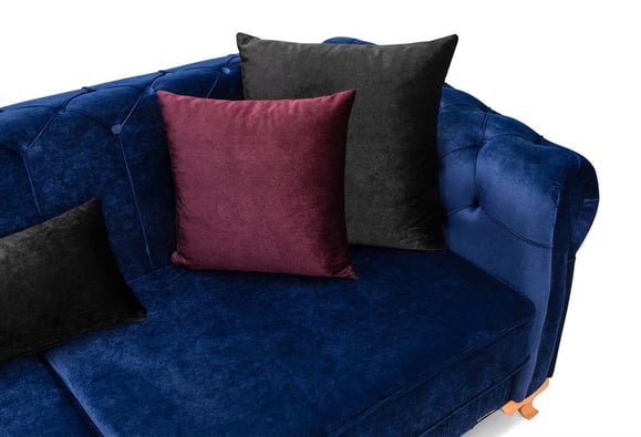 Aden Üçlü Koltuk (Ceviz Ayaklı / Lacivert)