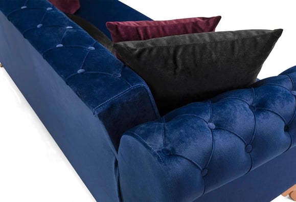 Aden Üçlü Koltuk (Ceviz Ayaklı / Lacivert)