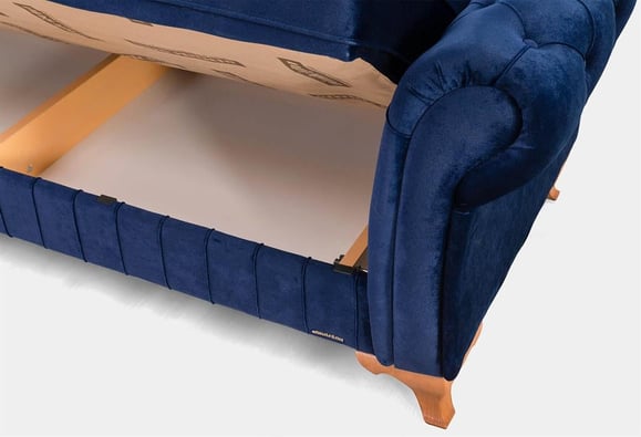 Aden Üçlü Koltuk (Ceviz Ayaklı / Lacivert)