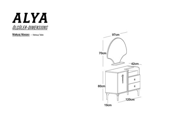 Alya Makyaj Masası Ayna Paneli