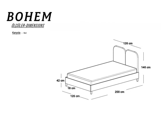 Bohem 120 lik Karyola Seti