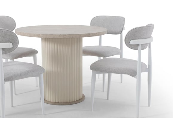 Bohem Yuvarlak Mutfak Masası (Traverten)