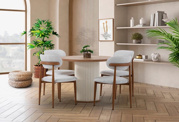 Bohem Yuvarlak Mutfak Masası Takımı (Dut)