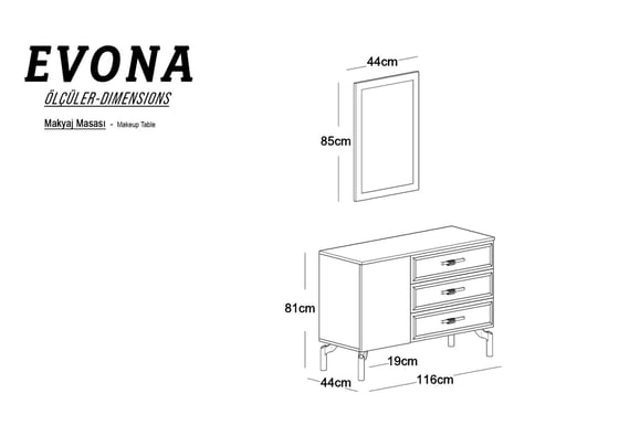 Evona Makyaj Masası Ayna Paneli