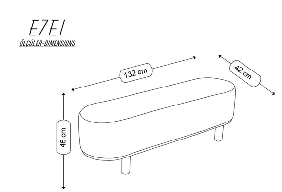 Ezel 130luk Bench - Krem