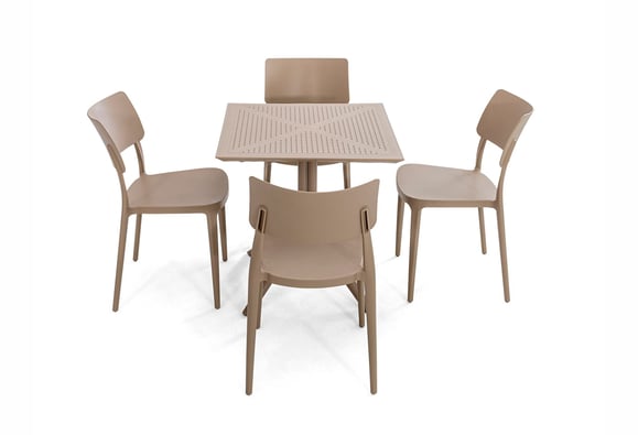 Liza 70X70 Rattan Bahçe Balkon Masa Takımı (Bej)