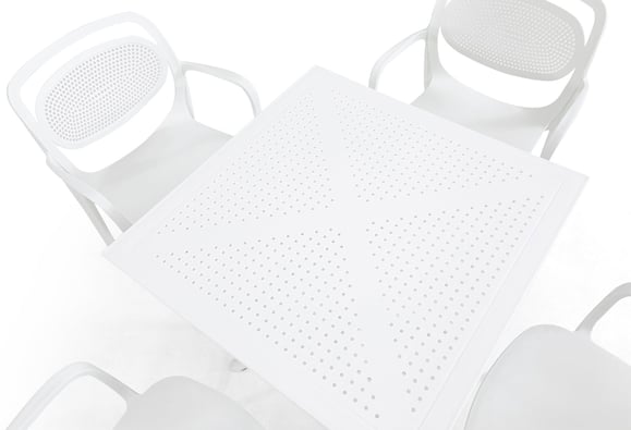 Liza 70X70 Rattan Bahçe Balkon Masa Takımı (Beyaz)
