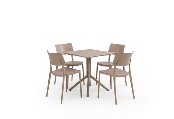 Liza 70X70 Rattan Bahçe Balkon Masa Takımı (Bej)