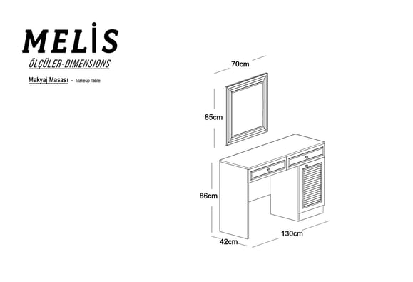 Melis Makyaj Masası Ayna Paneli