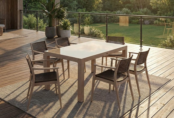 Messina Rattan Balkon Bahçe Masa Takımı (Bej)