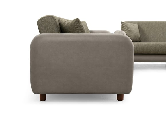 Milano Kanepe (Taş Rengi Deri-Yeşil Kumaş)