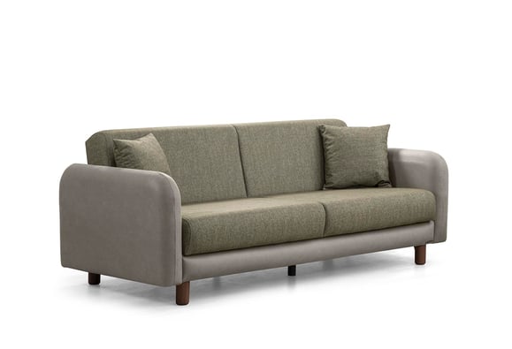 Milano Kanepe (Taş Rengi Deri-Yeşil Kumaş)