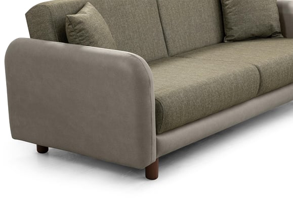 Milano Kanepe (Taş Rengi Deri-Yeşil Kumaş)