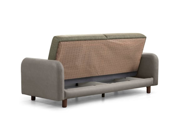 Milano Kanepe (Taş Rengi Deri-Yeşil Kumaş)