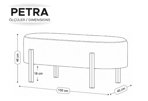 Petra 130luk Puf (Krem/Mat Altın)
