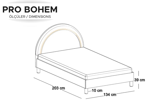 Pro Bohem 120lik Döşemeli Karyola
