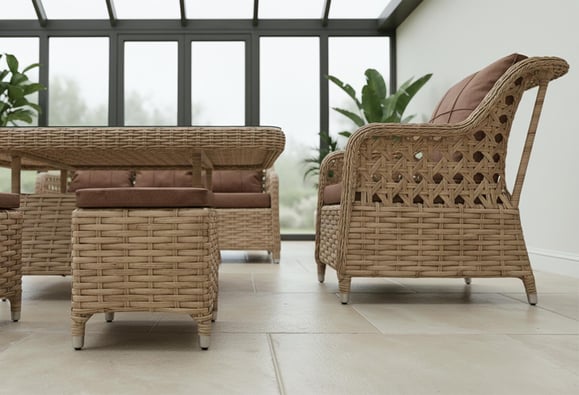 Roma Rattan Örme Balkon Bahçe Takımı (Bej)