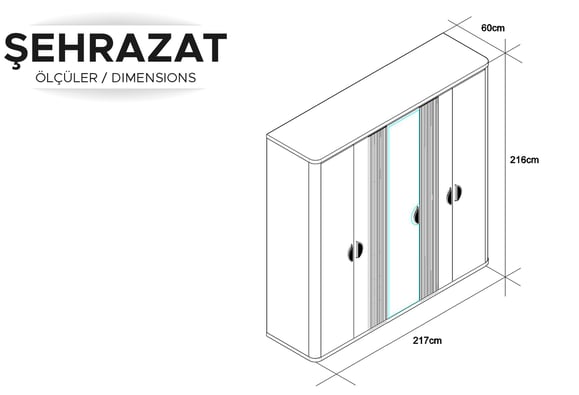 Şehrazat 5 Kapılı Dolap 