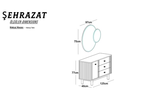Şehrazat Makyaj Masası Ayna Paneli