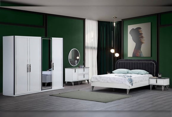 Sementa Sürgülü Yatak Odası Takımı (Gri Çıtalı)