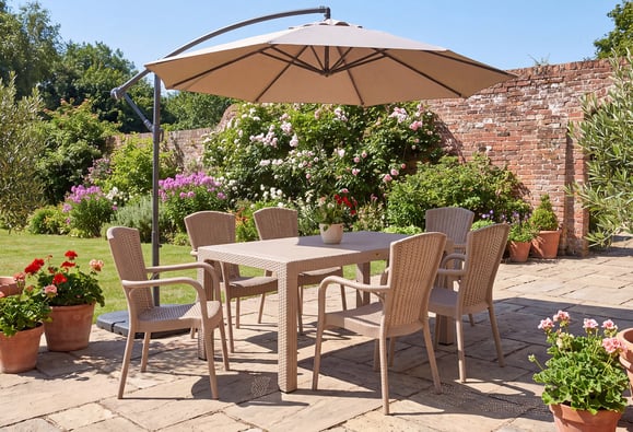 Sidney 90x150 Rattan Bahçe Balkon Masa Takımı Camsız (Bej)