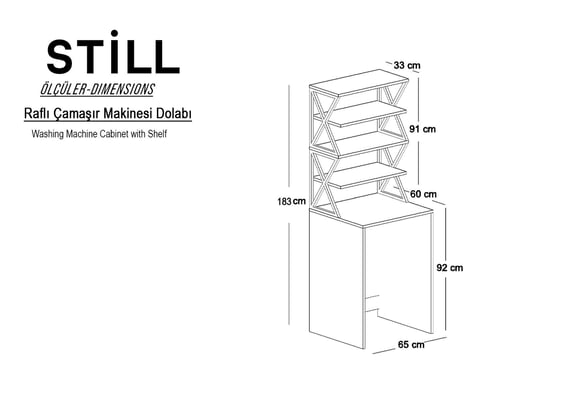 Still Raflı Çamaşır Makinesi Dolabı