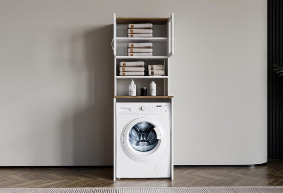 Still Raflı Kapaklı Çamaşır Makinesi Dolabı