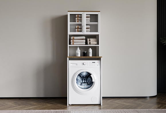 Still Raflı Kapaklı Çamaşır Makinesi Dolabı