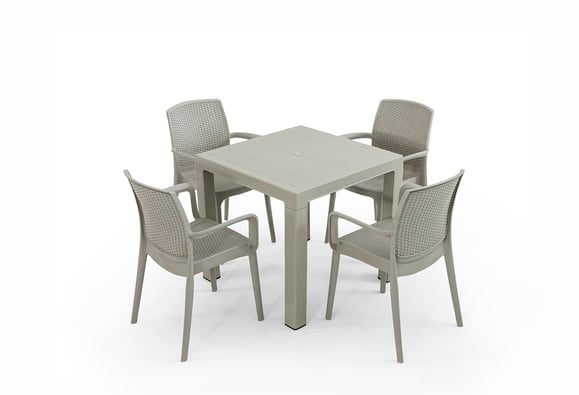 Tokyo 80X80 Rattan Bahçe Balkon Masa Takımı Camsız (Bej)