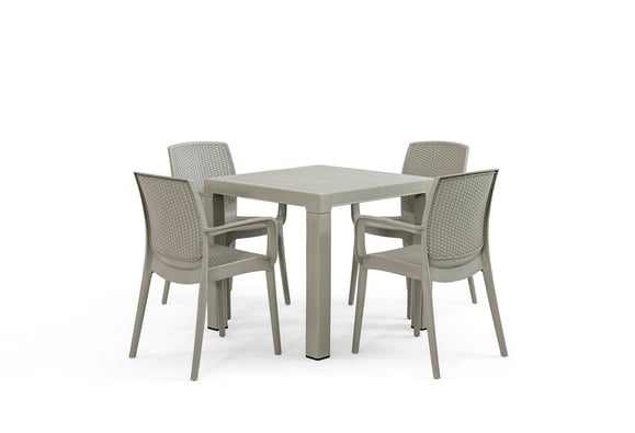 Tokyo 80X80 Rattan Bahçe Balkon Masa Takımı Camsız (Bej)