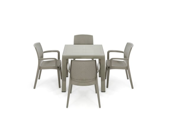 Tokyo 80X80 Rattan Bahçe Balkon Masa Takımı Camsız (Bej)