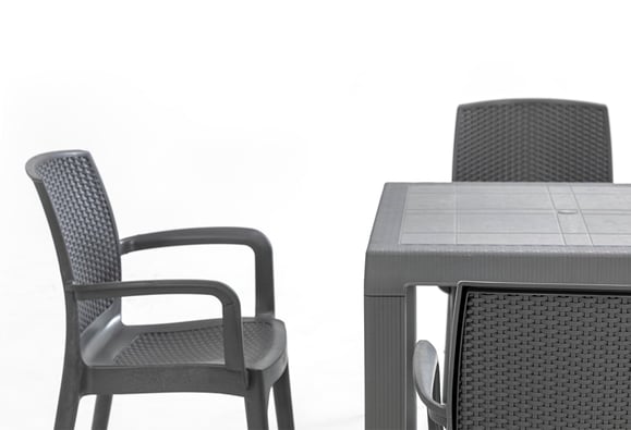 Tokyo 80X80 Rattan Bahçe Balkon Masa Takımı Camsız (Gri)