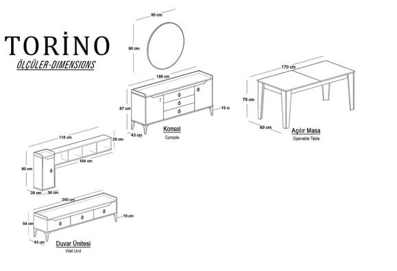 Torino Yemek Odası Takımı