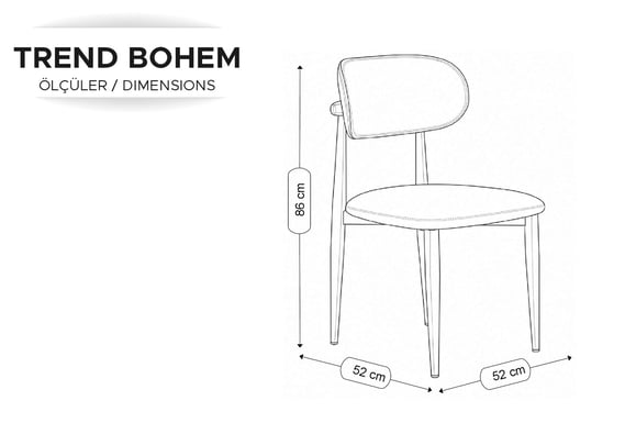 Trend Bohem Sandalye (Metal Aytaşı Ayak/Krem)