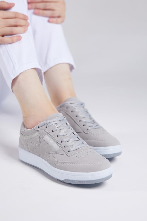 Rahat Kalıp Poli Taban Bağcıklı Unisex Gri Süet Spor Ayakkabı TB107-0