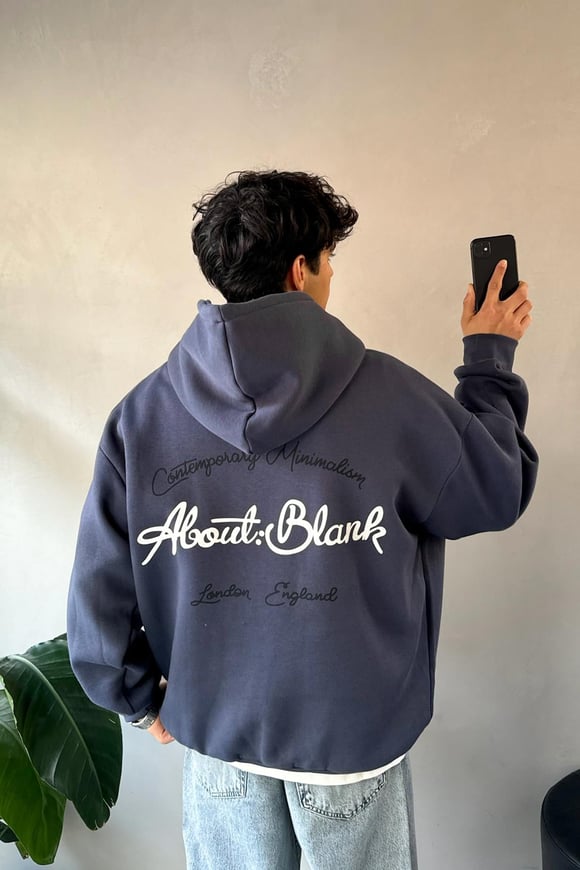 About Blank Baskılı Füme Oversize Hoodie