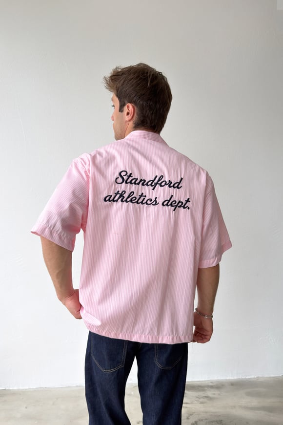 Apaş Yaka Stanford Nakışlı Oversize Gömlek