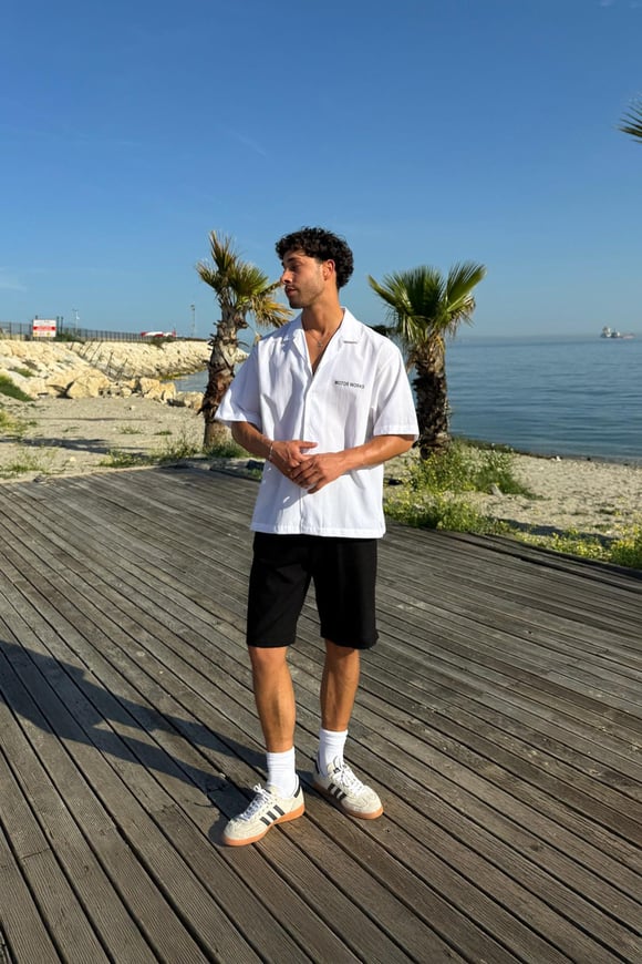 Bağcıklı Keten Bermuda Şort Siyah