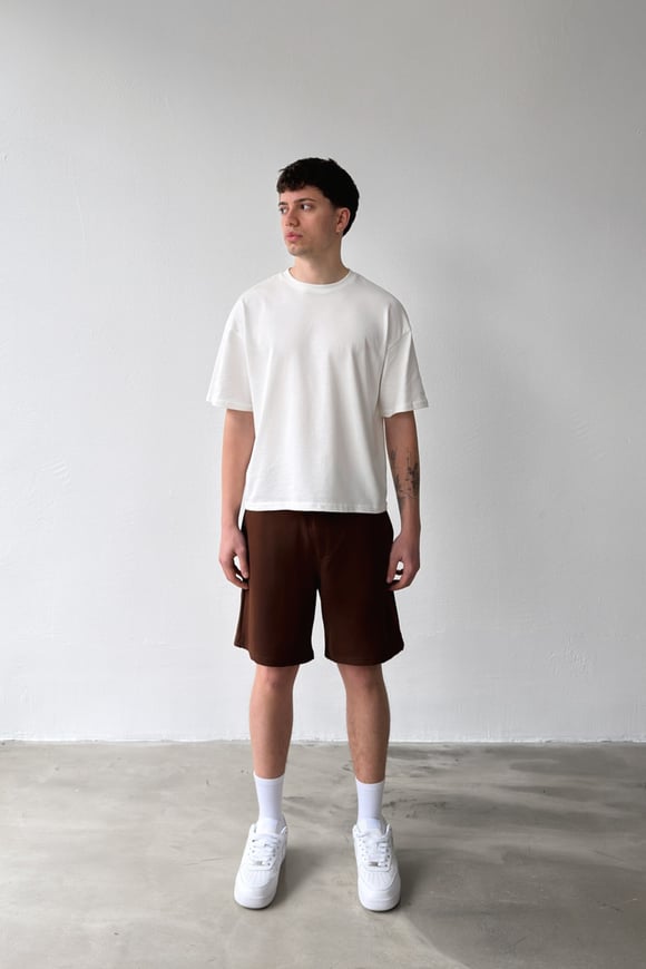 Basic Bel Lastikli Kahverengi Şort