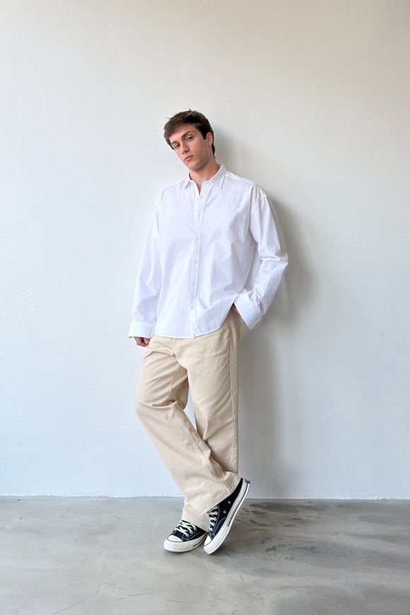 Basic Beyaz Poplin Oversize Gömlek