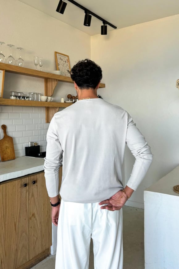 Taş Rengi Basic Bisiklet Yaka Tişört