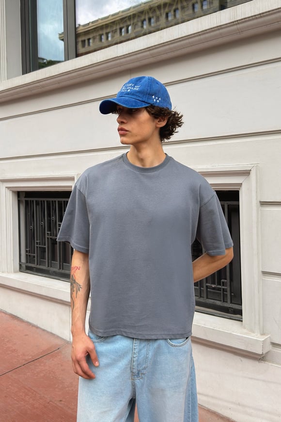 Basic Boxy Fit Gri Tişört