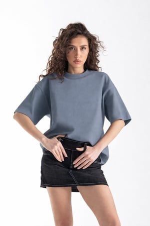 Basic Boxy Fit Gri Tişört