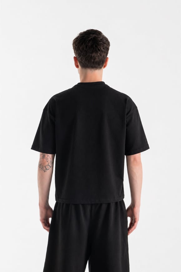 Basic Boxy Fit Siyah Tişört