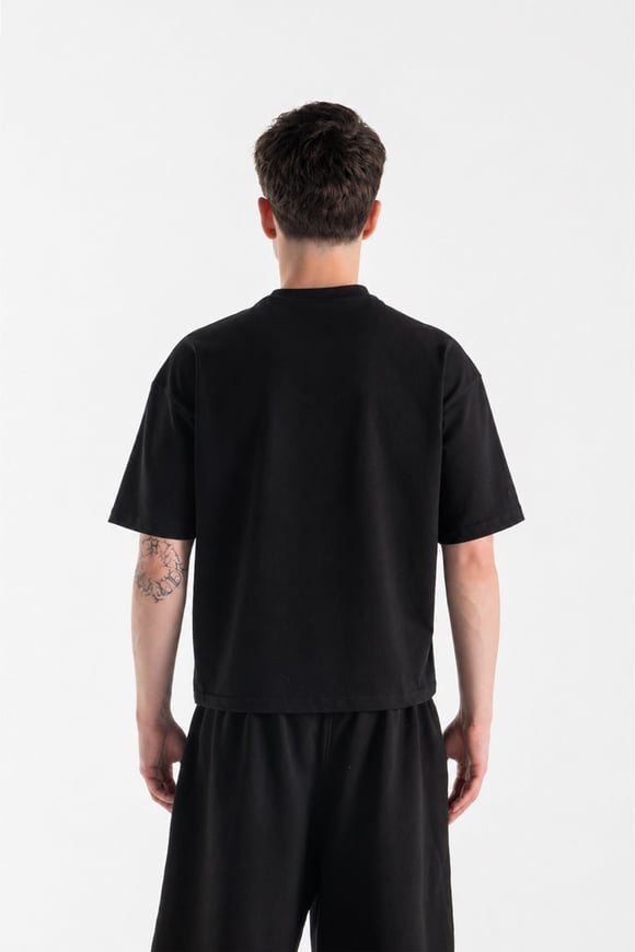 Basic Boxy Fit Siyah Tişört