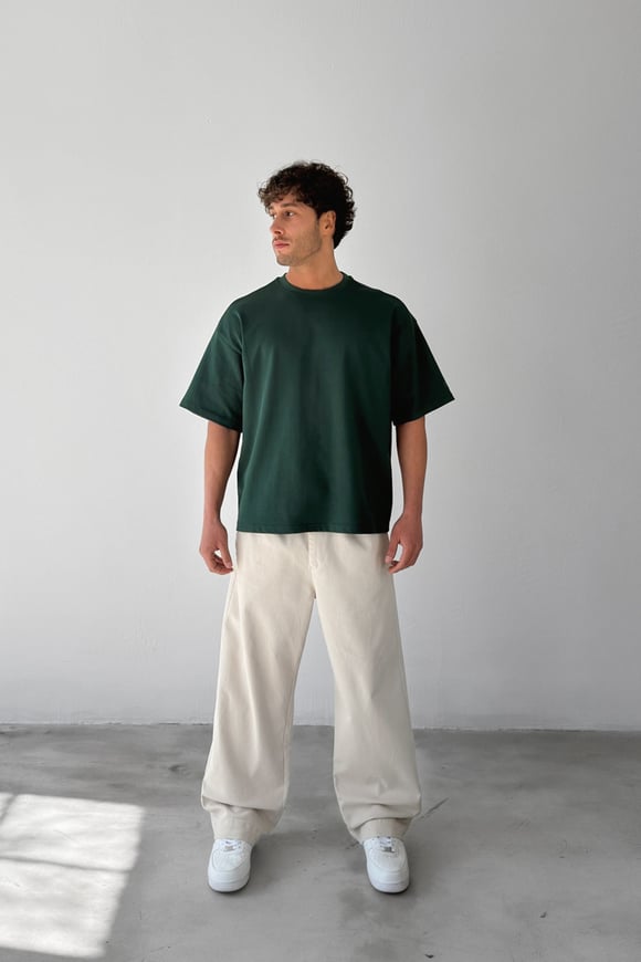 Basic Boxy Fit Yeşil Tişört