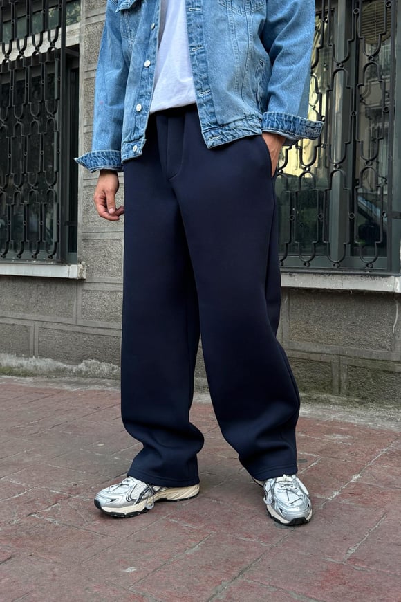 Basic Scuba Kumaş Kot Görünümlü Eşofman Altı Lacivert