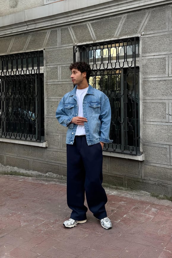 Basic Scuba Kumaş Kot Görünümlü Eşofman Altı Lacivert