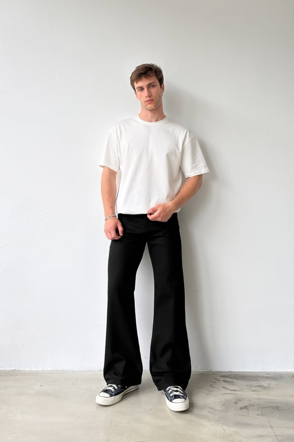 Basic Siyah Flare Jean
